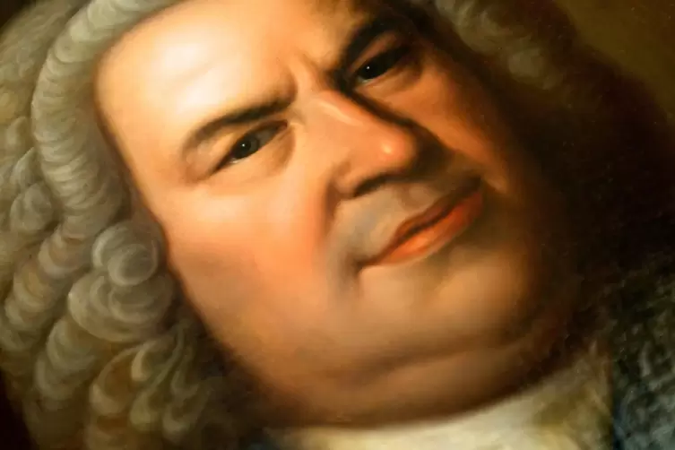 Porträt des Komponisten Johann Sebastian Bach (1685-1750) in einer Kopie des Originalgemäldes (1746), Ausschnitt, von Elias Gott