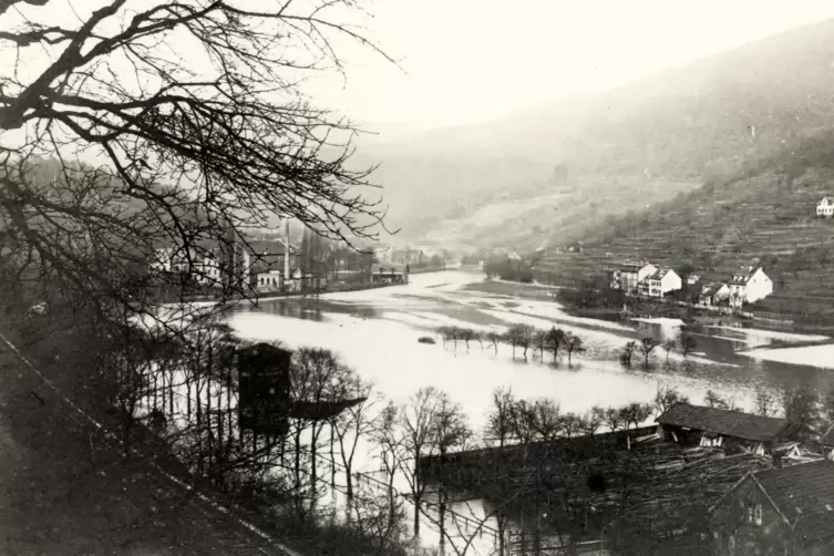 Hochwasser im Schöntal, allerdings in längst vergangenen Tagen. Das Bild stammt aus dem Jahr 1920. 