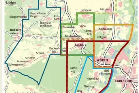 Beantragte Suchgebiete für Geothermievorkommen.