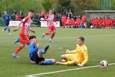 Nach dem Pokalspiel gegen Mainz müssen die A-Jugendlichen des FC Speyer 09 (blau) zu FK Pirmasens.