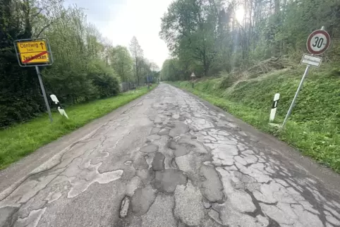 Die „Alte B10“ zwischen Niederauerbach und Contwig ist vor allem auf Zweibrücker Gebiet in einem katastrophalen Zustand. 