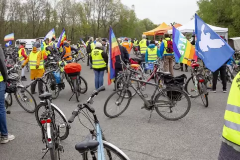 Mit Friedensflaggen: Rund 60 Menschen waren dem Aufruf des Aktionsbündnisses am Samstag gefolgt.