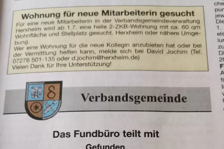 Die Anzeige im Amtsblatt. 