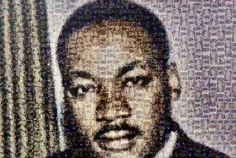 Johanna S: „Martin Luther King“ (2026), Photopainting Mosaik aus über 2000 Einzelbildern. 