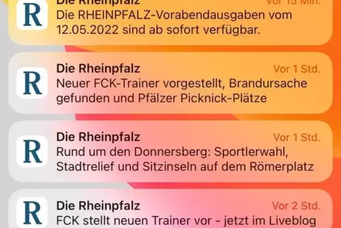 Push-Mitteilungen der RHEINPFALZ-App. Push-Mitteilungen der RHEINPFALZ-App.