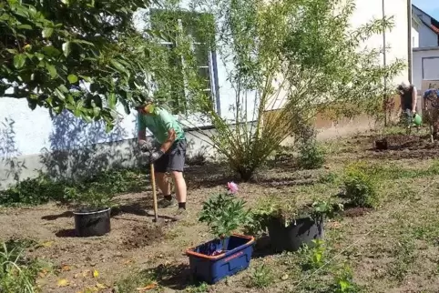 Die Anwohner in der Theresienstraße bei der Arbeit. 