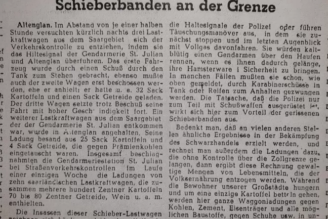 Der erste RHEINPFALZ-Bericht aus Altenglan von 1947.