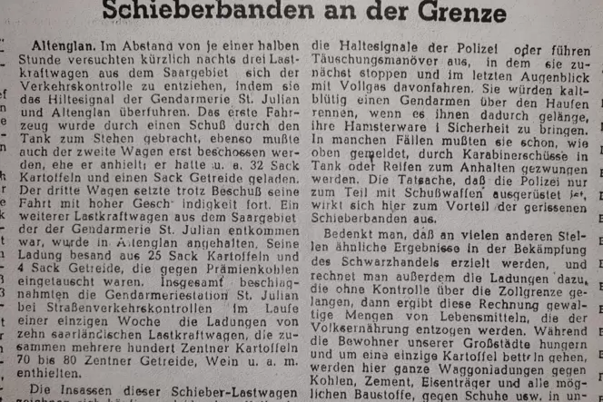Der erste RHEINPFALZ-Bericht aus Altenglan von 1947. Der erste RHEINPFALZ-Bericht aus Altenglan von 1947.