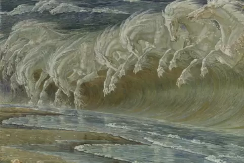 Mit vielen Pferdestärken braust das Meer heran: „Die Rosse des Neptun“ (1892) von Walter Crane.