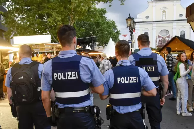 Immer wieder auf der Festmeile pr&auml;sent: Einsatzkr&auml;fte der Polizei. 