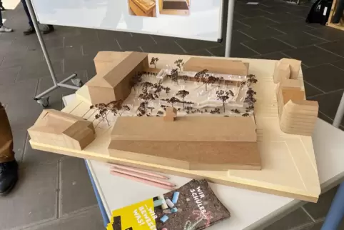 So könnte der Schulhof des Rittersberg-Gymnasiums in einigen Jahren aussehen. Das Modell wurde von Studierenden der TU München e