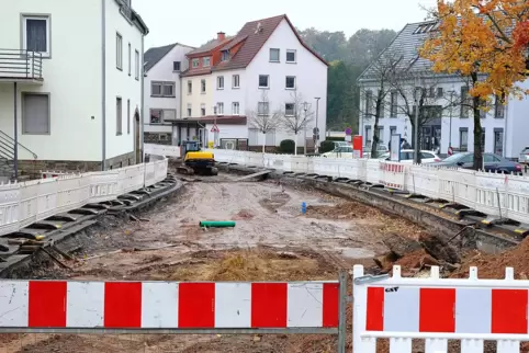 Die Baustelle in der Bahnhofstraße, hier im Oktober 2021.
