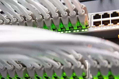 Netzwerkkabel in einem Rechenzentrum in Bayern. Die Digitalisierung kostet viel Strom. 