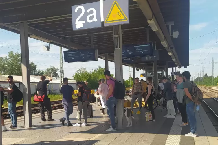 Am Schifferstadter Bahnhof, der bei vielen Verbindungen durch den Rhein-Pfalz-Kreis als Umsteigepunkt dient, warten die Reisende