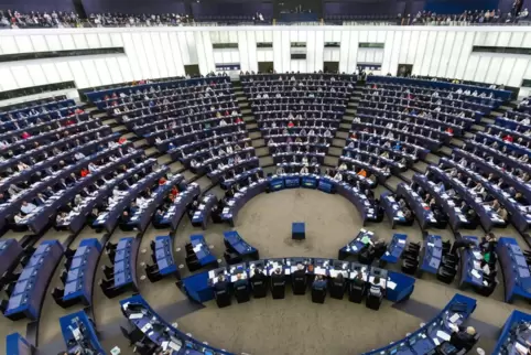 Blick in den Plenarsaal des Europäischen Parlaments. 