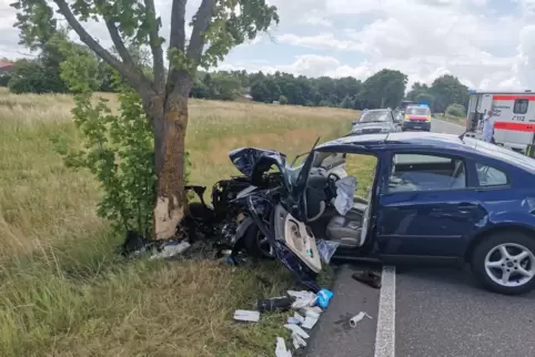 Das Auto kam laut Zeuegn von der Fahrbahn ab und prallte gegen einen Baum.