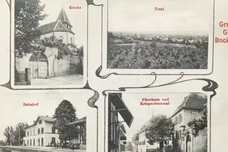 Ansichtskarte von Großbockenheim, die ein französischer Besatzungssoldat im Jahr 1919 in die Heimat geschickt hat.