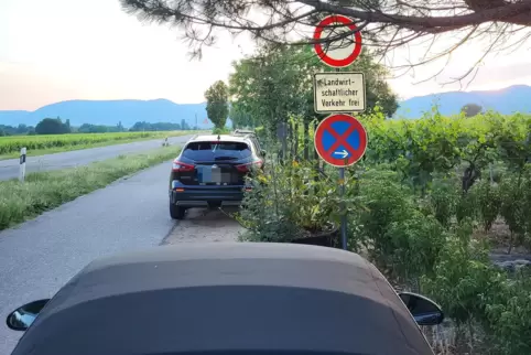 Mehrere Fahrer hatten ihren Wagen auf dem Feldweg abgestellt. Dafür erhielten sie ein Bußgeld. 