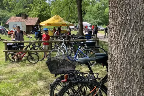 Das Radlerfest kam auf beiden Seiten der Grenze gut an, hier der Festplatz bei Niedersteinbach. 