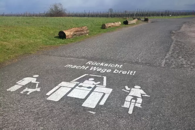 Wer weiß, vielleicht werden ja auch im Leiningerland mal Piktogramme wie dieses in Bad Dürkheim auf Feldwege gesprüht. Damit sic Wer weiß, vielleicht werden ja auch im Leiningerland mal Piktogramme wie dieses in Bad Dürkheim auf Feldwege gesprüht. Damit sic