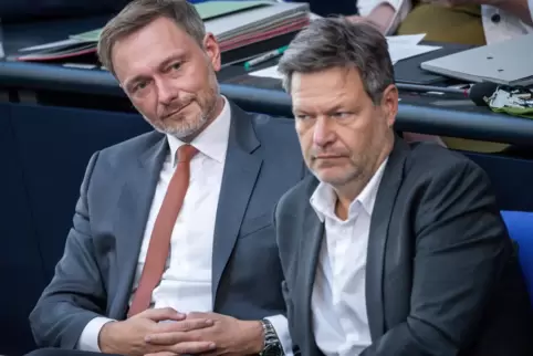 Einigkeit sieht anders aus: Finanzminister Christian Lindner (FDP, links) und Wirtschaftsminister Robert Habeck (Grüne) haben zu