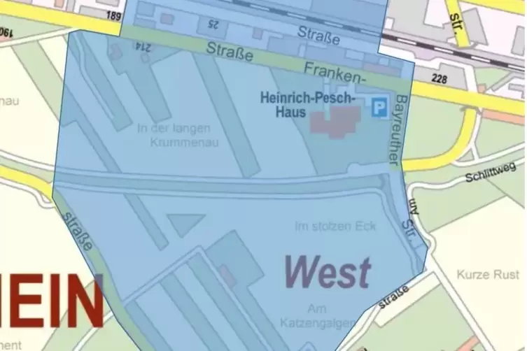 Das markierte Gebiet wird am Mittwoch bis 15 Uhr evakuiert. 
