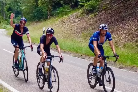 28-mal zum Hermersbergerhof hinauf: Stephan Riffel, Tobias Dreyer und Marco Weschler (von links). 