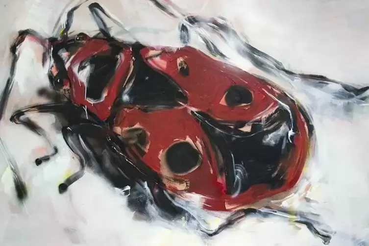 &Uuml;bergro&szlig;er &bdquo;L&auml;stling&ldquo;: Maria Trezinskis Feuerwanze ist mannshoch und hat schon die Landeskunstausstellung Flux4art pr&auml;sidiert. 