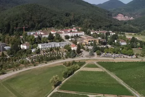 Das Pfalzklinikum aus der Vogelperspektive. Ganz rechts sollen bald vier Minihäuschen stehen. 