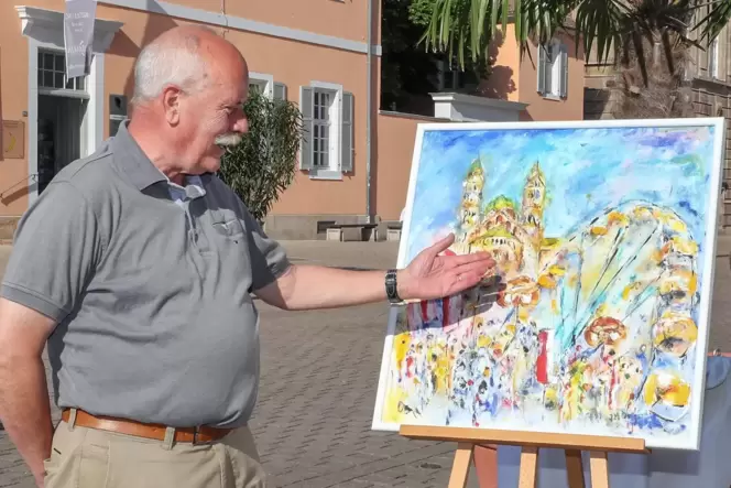 Der Künstler und sein Werk: Johannes Doerrs Brezelfest-Gemälde kam gut an.