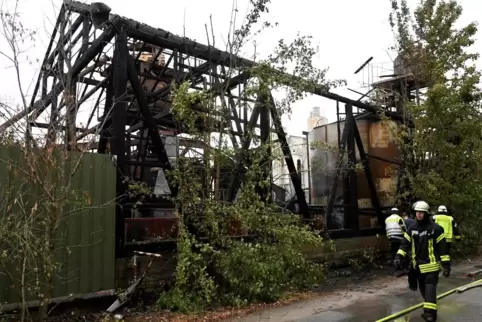 Das Sandwaschhaus am Binnendamm 2018 kurz nach dem Brand. Es ist noch nicht wieder aufgebaut.