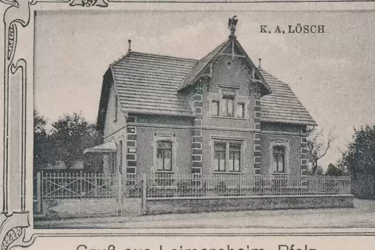 Das 1912 von Karl Adam Lösch erbaute Haus in der Unteren Hauptstraße 55 in Leimersheim. Das Haus wurde nach dem Wegzug der Famil