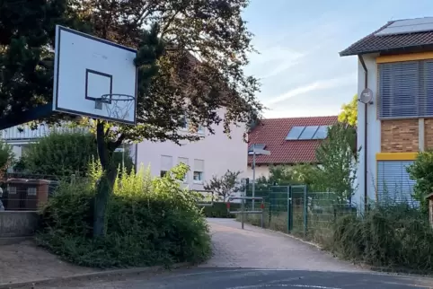 Sorgt für Ärger: der Basketballständer im Hof der Grundschule.