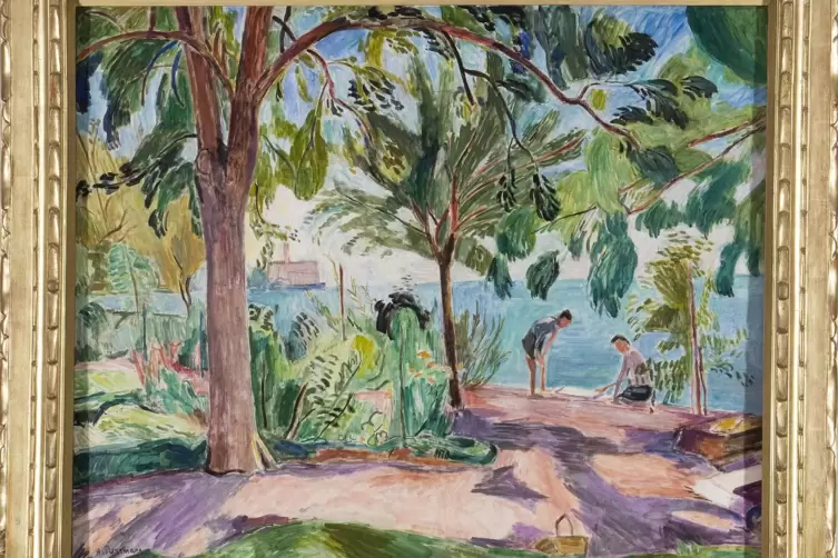  &bdquo;Bodenseelandschaft mit badenden Jungen&ldquo; von APK-Mitglied Hans Purrmann, entstanden im APK-Gr&uuml;ndungsjahr 1922.