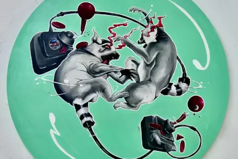 Molusk: „Lemuren“, Acrylgemälde von 2022.