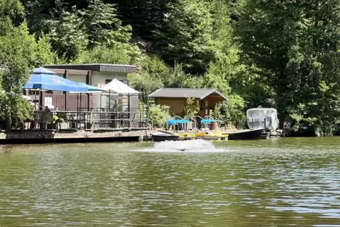 Im Schwaneneweiher gibt es vorübergehend eine kleine Fontäne zu sehen.