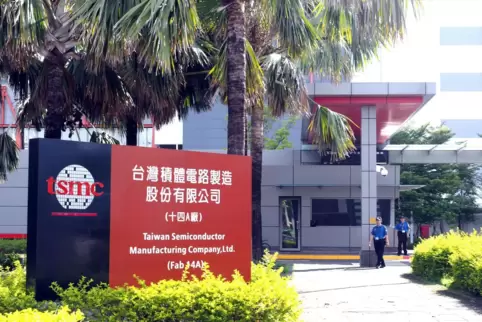 Das Gebäude der Taiwan Semiconductor Manufacturing Co Ltd (TSMC), des weltgrößten Vertragschip-Herstellers. 