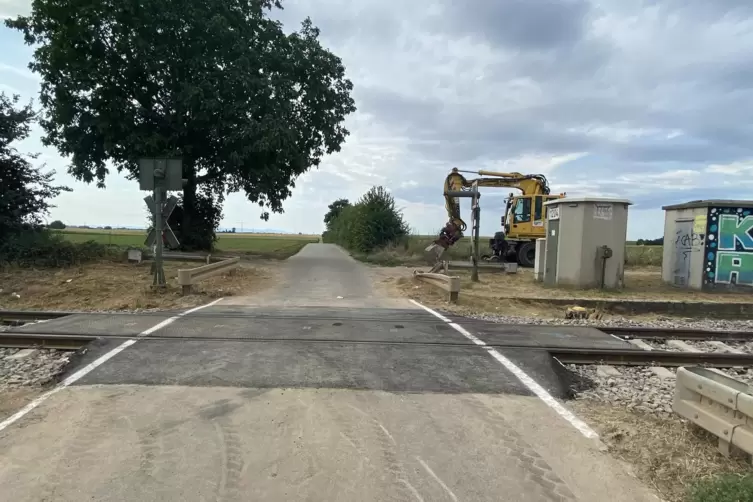 Der Bahn&uuml;bergang wurde ausgebaut und wieder eingesetzt.