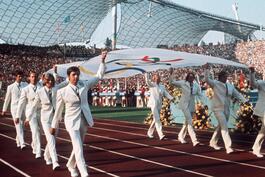 Die Eröffnungsfeier der Olympischen Spiele in München 1972. 