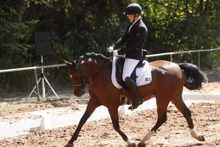 Platz drei im Dressurgeviert: Jessica Korfmann (Pferdefreunde Fröhnerhof) mit ihrem Pferd „Der eine". 