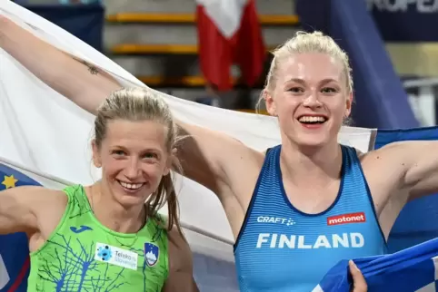 An diesem Dienstag in Jockgrim: Europameisterin Wilma Murto (rechts) und die EM-Dritte Tina Sutej.