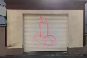 Schriftzüge und eindeutige Symbole hintreließen Sprayer im März in mehreren Straßen in Jockgrim.