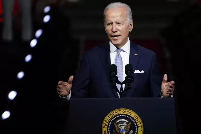 Vor der Independence Hall in Philadelphia hat US-Präsident Joe Biden hat mit eindringlichen Worten vor einem Niedergang der Demo Vor der Independence Hall in Philadelphia hat US-Präsident Joe Biden hat mit eindringlichen Worten vor einem Niedergang der Demo