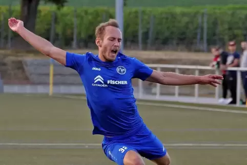 Der Freinsheimer Marcel Kaltenbach konnte im Spiel gegen den 1. FC o8 Haßloch zwei Topchancen nicht zur Führung des FV nutzen. 