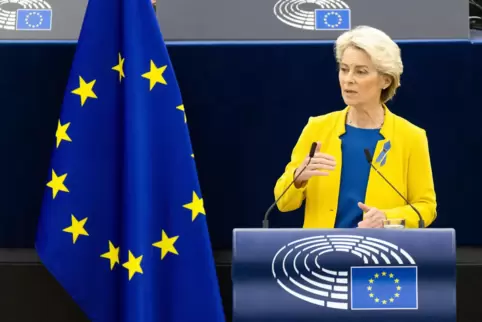 Ursula von der Leyen vor dem EU-Parlament in Straßburg. 