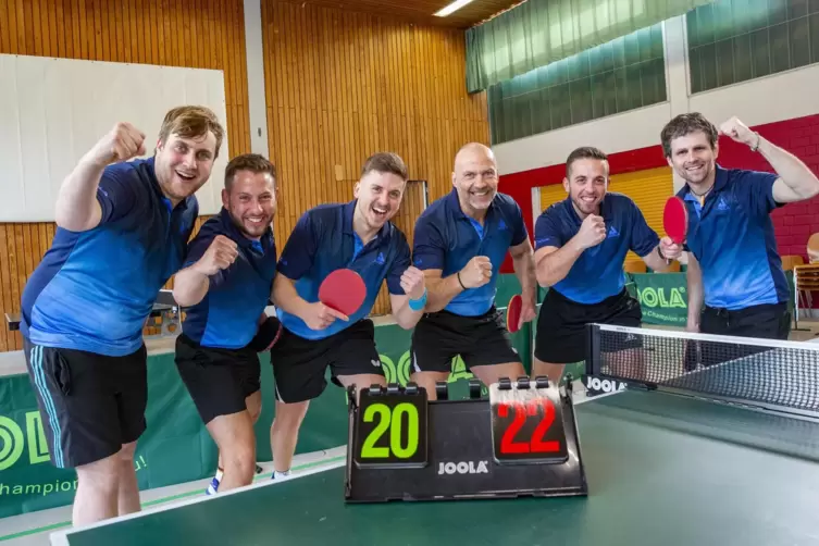 Die Meistermannschaft des TTC Kreimbach-Kaulbach will sich jetzt in der Ersten Tischtennis-Pfalzliga beweisen. 