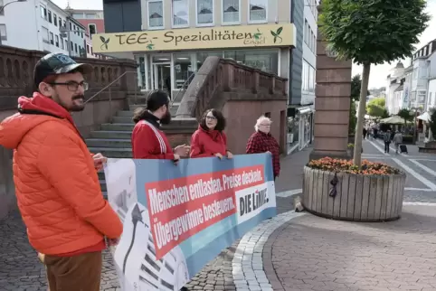 Kundgebung der Linken an der Ecksteinsau.