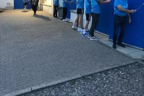Sauber gestrichen mit dem Malermeister: Spieler an der Löwensteinhalle in Albersweiler. 