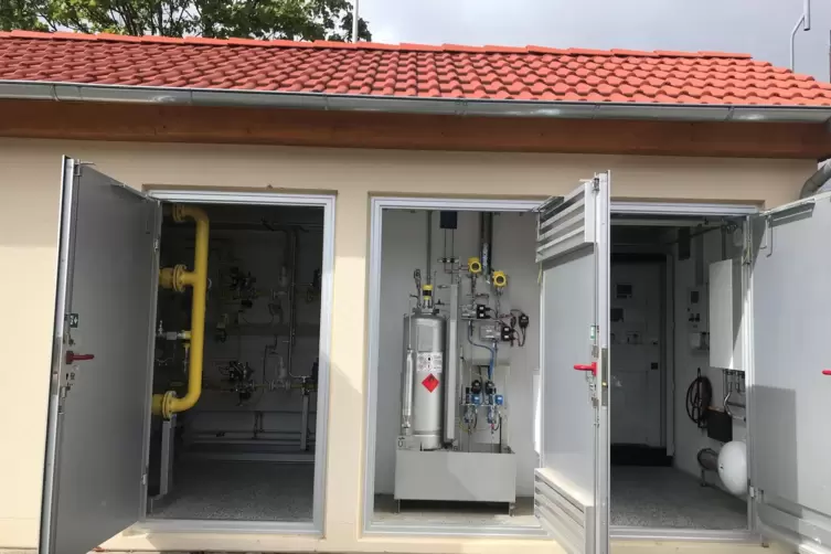 Ein kleines H&auml;uschen: DIe Gasverteilerstation auf dem Betriebsgel&auml;nde der Pfalzgas in Frankenthal.