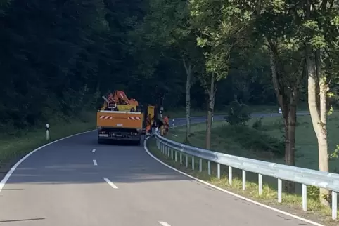 Die Arbeiten an den Leitplanken. 